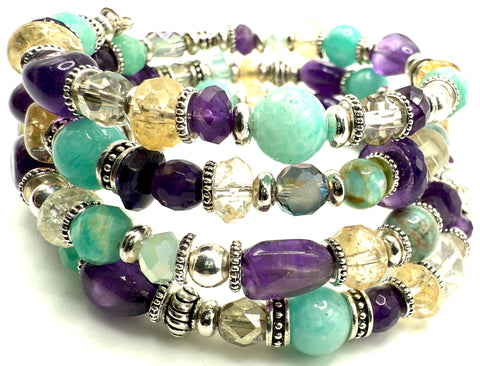 Amethyst, Amazonite & Citrine Bracelet