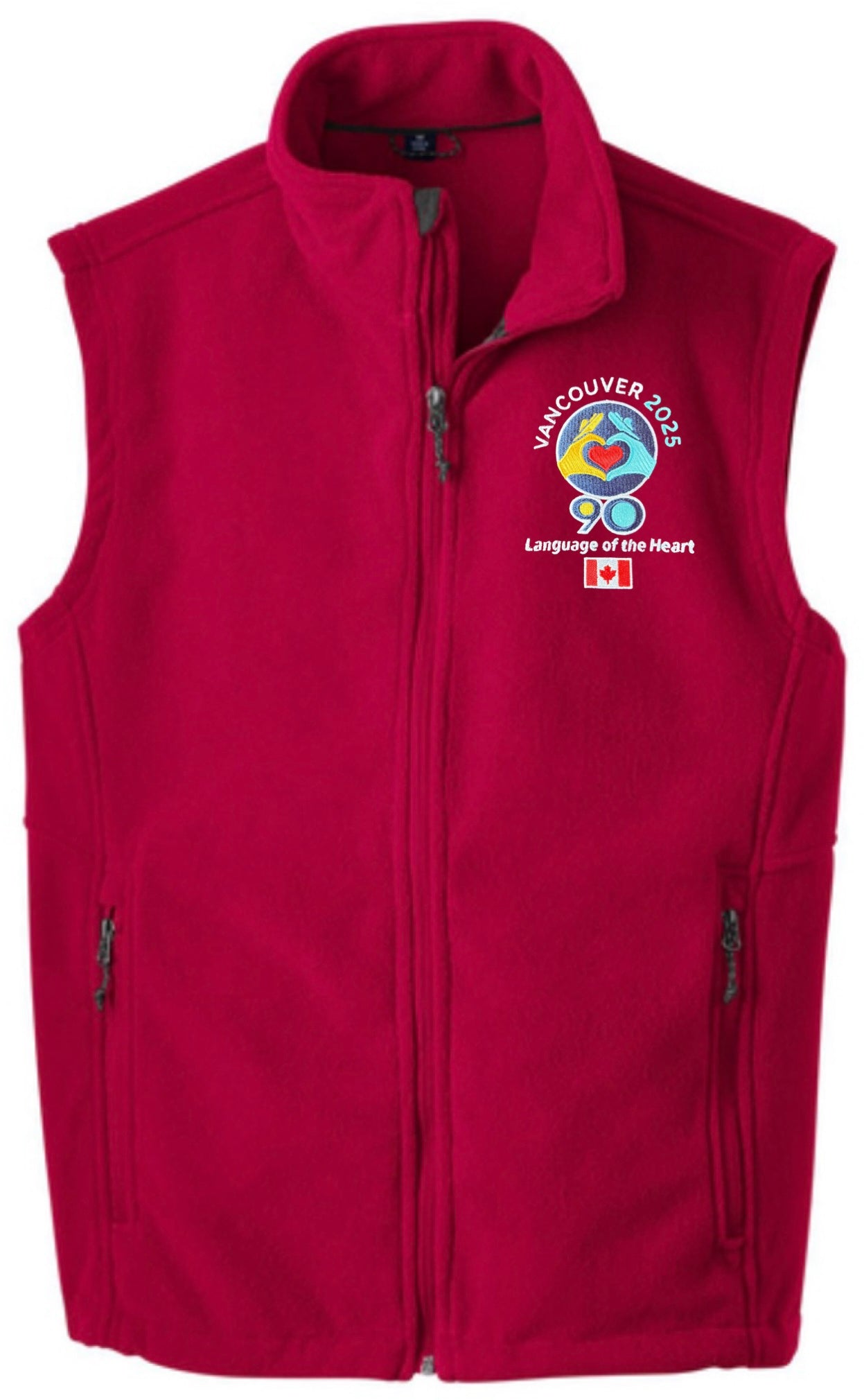 Red Embroidered Fleece Vest Logo- International Convention 2025!