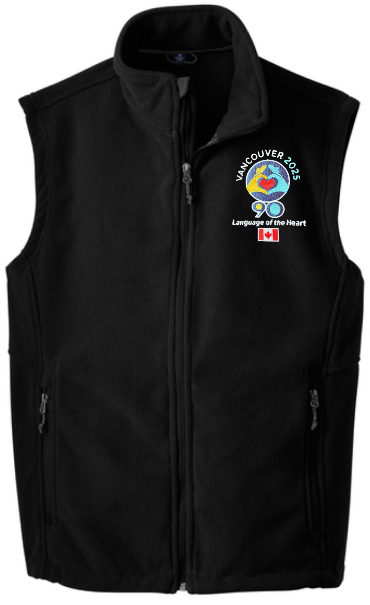 Black Embroidered Fleece Vest Logo- International Convention 2025!