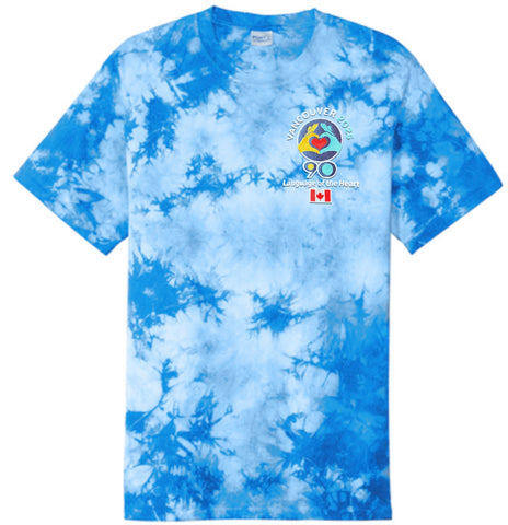 Blue Embroidered Crystal Tie Dye T-Shirt Logo - International Convention 2025!