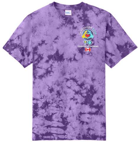 Purple Embroidered Crystal Tie Dye T-Shirt Logo - International Convention 2025!
