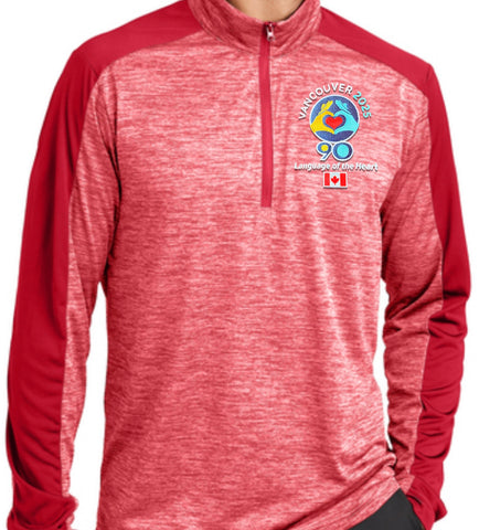 Red Heather Embroidered Color block 1/4-Zip Logo - International Convention 2025!