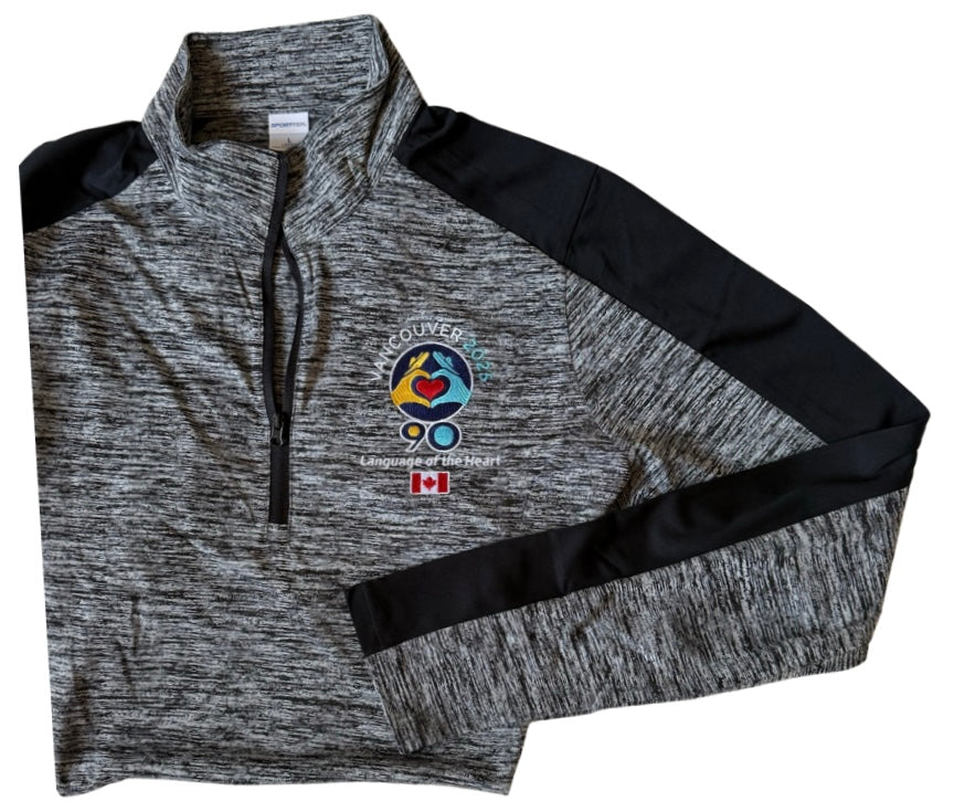 Black Embroidered Heather Color block 1/4-Zip Logo - International Convention 2025!