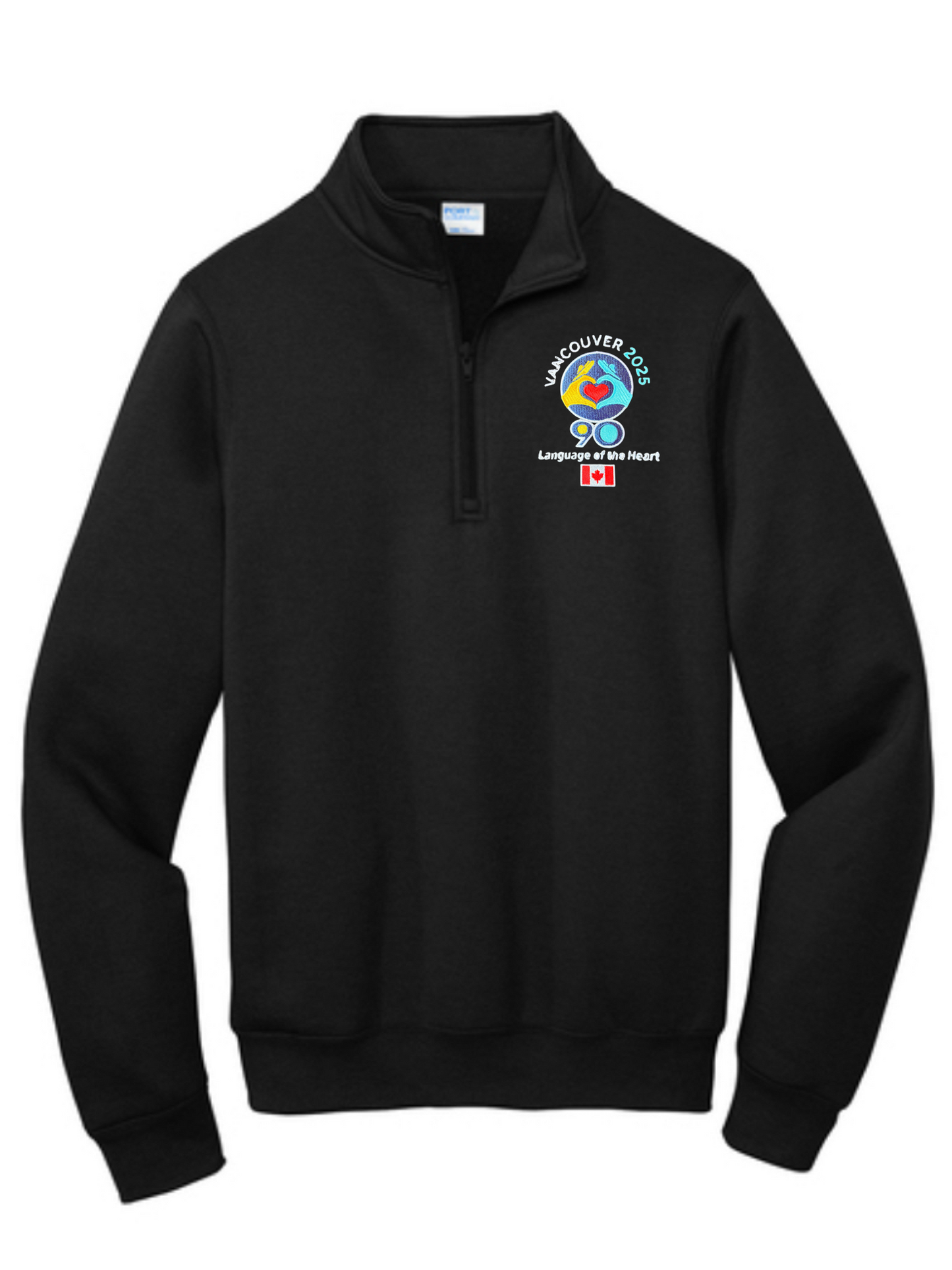 Black Embroidered 1/4 Zip Sweatshirt Logo - International Convention 2025!