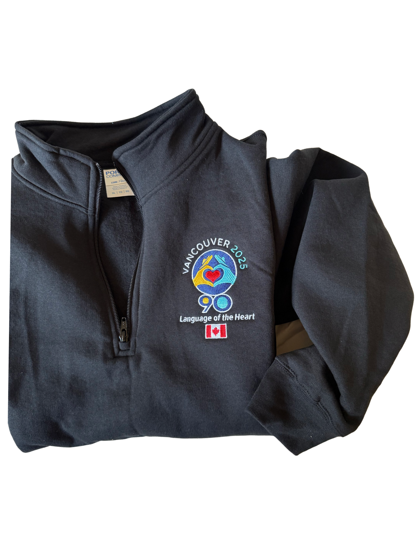 Black Embroidered 1/4 Zip Sweatshirt Logo - International Convention 2025!