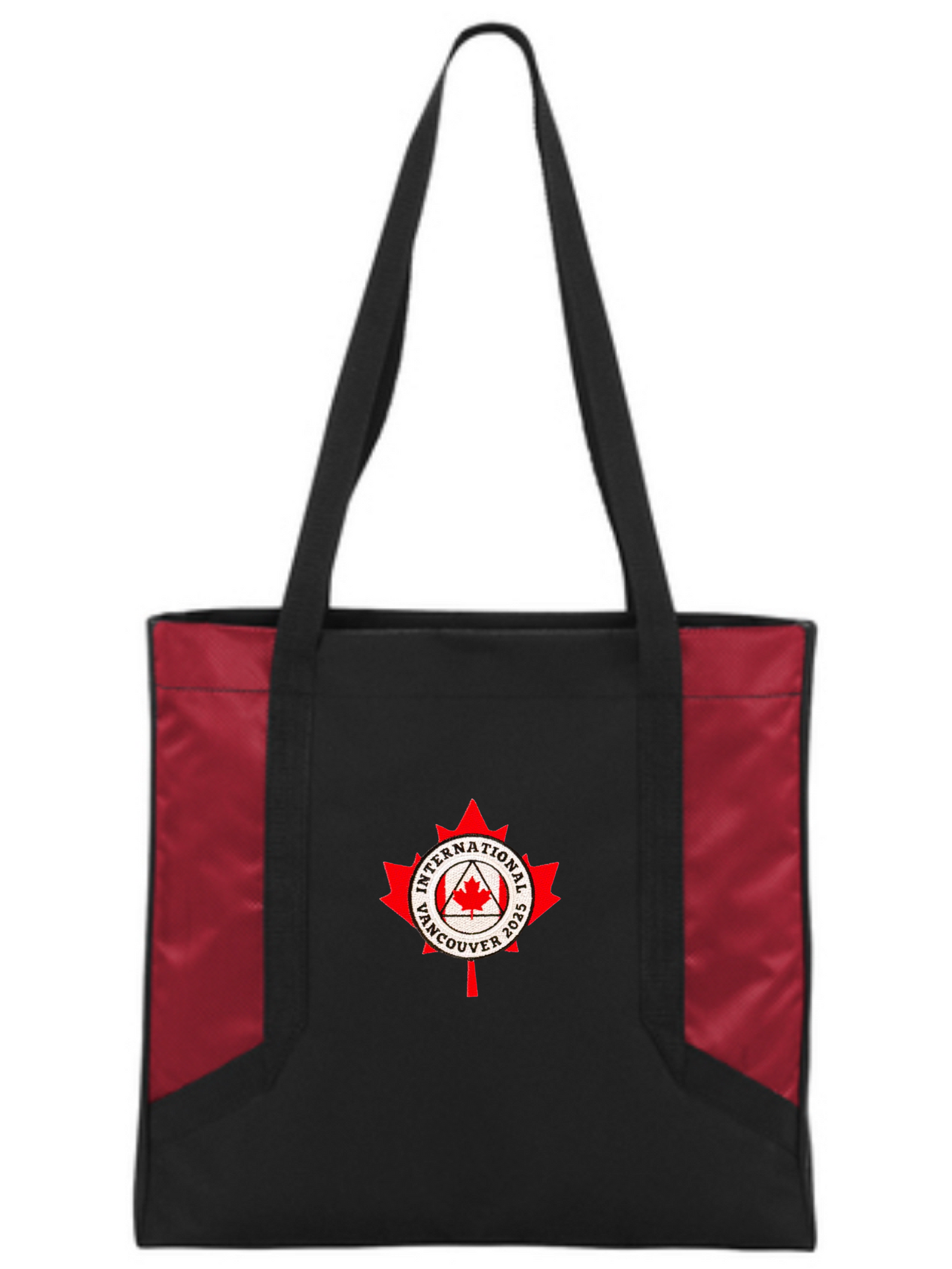 Embroidered Red and Black Tote Maple Leaf - International Convention 2025!