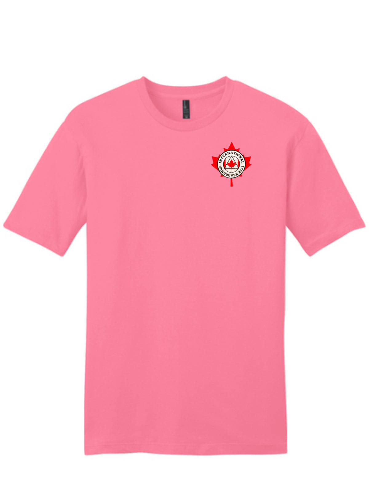Bubble Gum Pink Embroidered Maple Leaf T-Shirt - International Convention 2025!