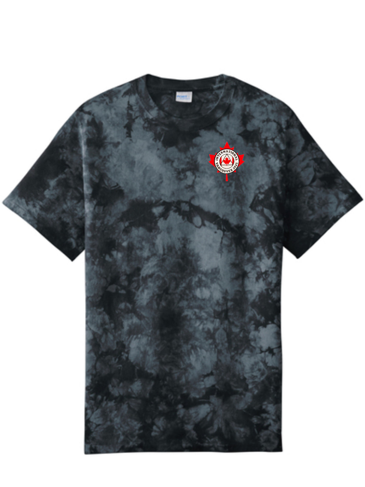 Black Embroidered Crystal Tye Dye T-Shirt Maple Leaf- International Convention 2025!