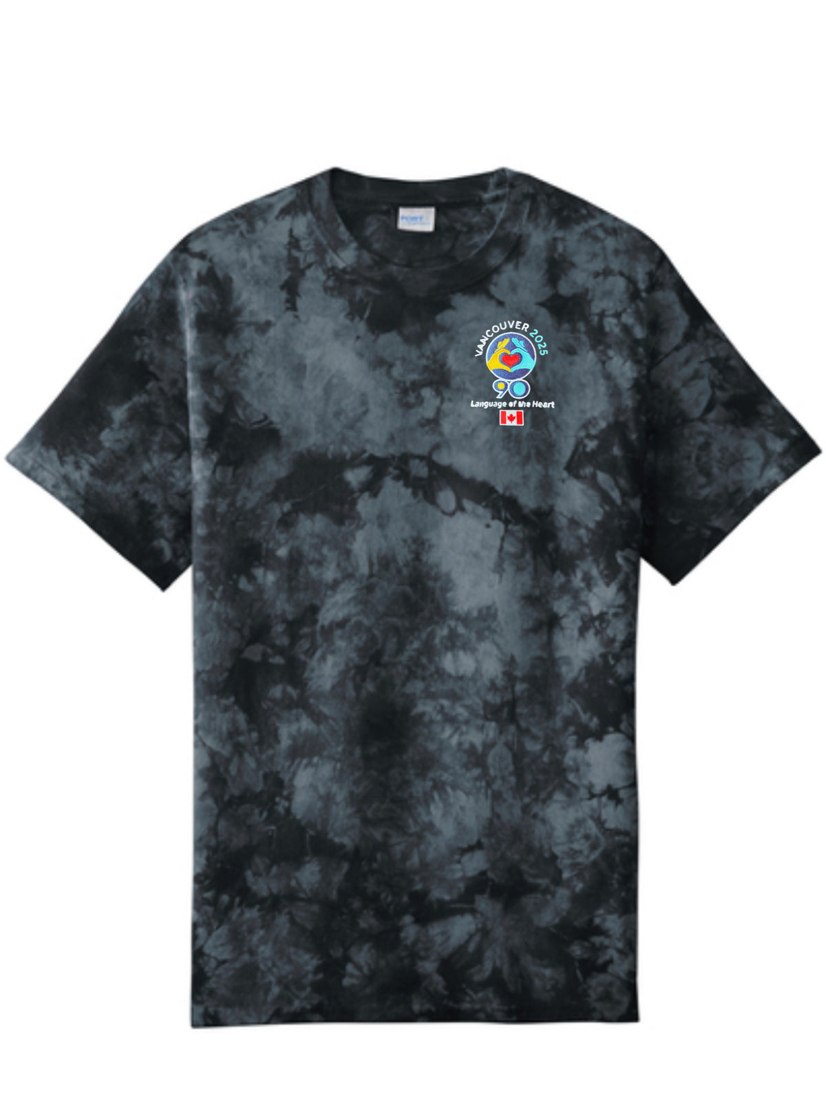 Black Embroidered Crystal Tye Dye T-Shirt Logo- International Convention 2025!