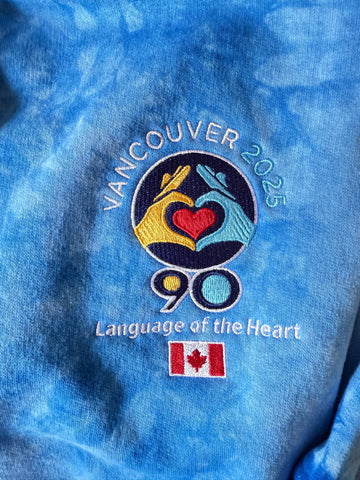 Blue Embroidered Tie Dye Hoodie Sweatshirt Logo-International Convention 2025!