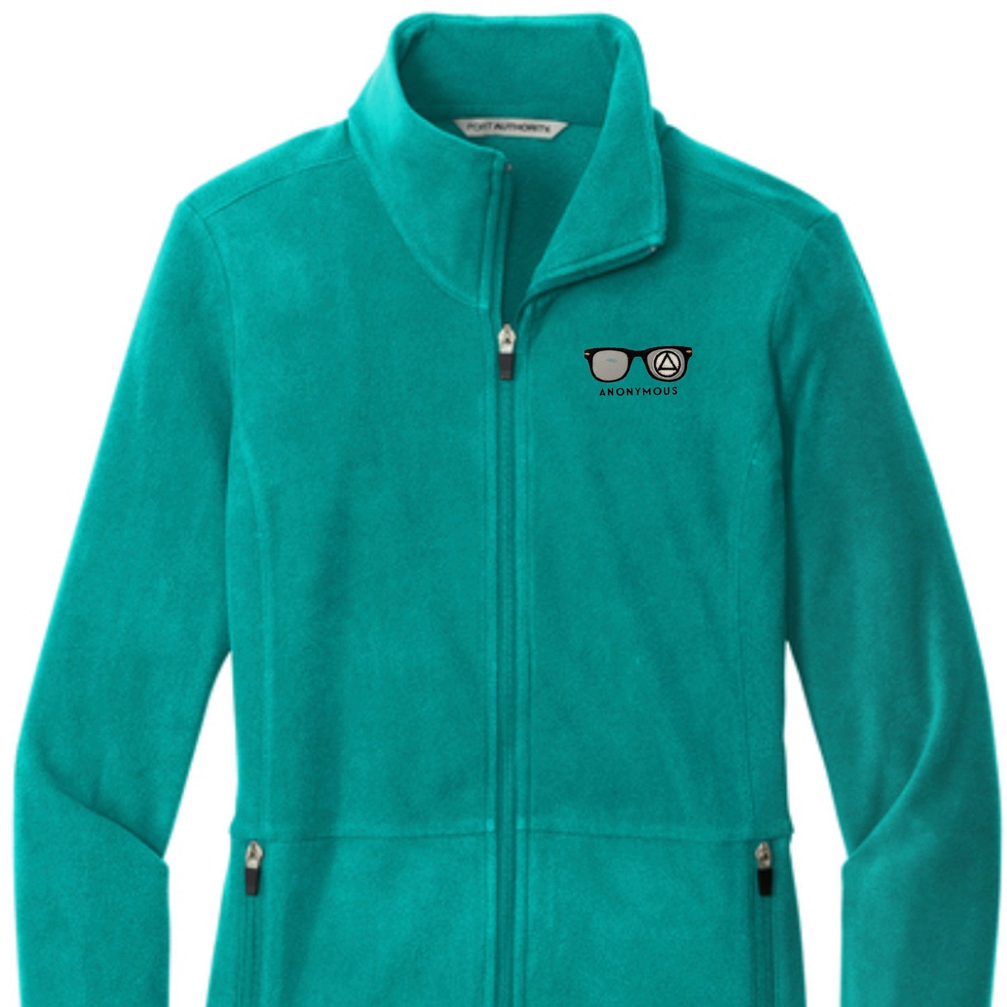 Embroidered Anonymous “Teal Blue” Women’s Microfleece Jacket With Or Without Sobriety Date