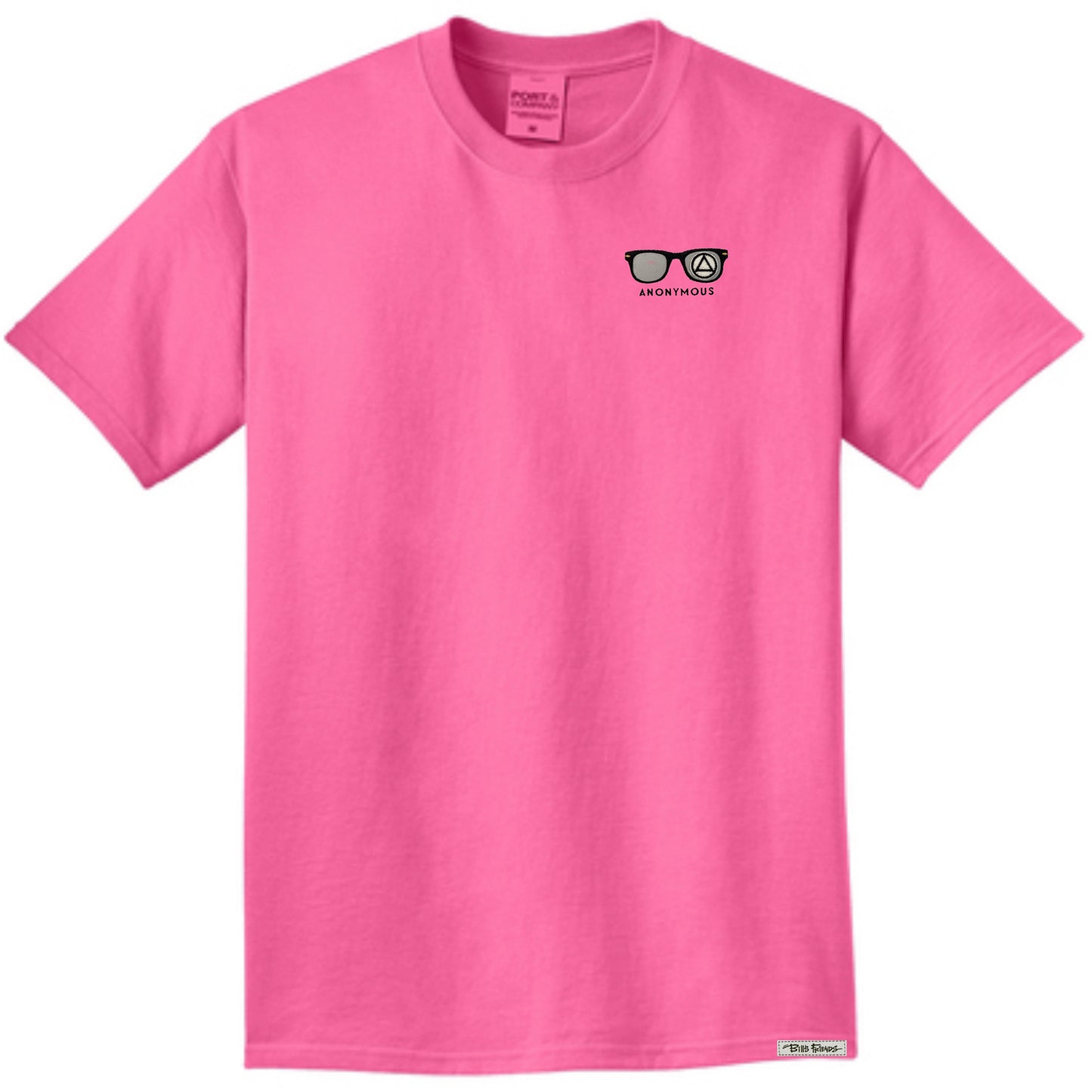 Embroidered Anonymous “Bright Pink” Beach Washed Garment Dyed T-Shirt With Or Without Sobriety Date