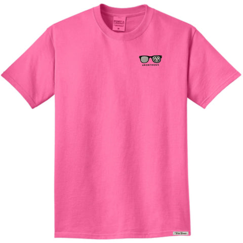 Embroidered Anonymous “Bright Pink” Beach Washed Garment Dyed T-Shirt With Or Without Sobriety Date