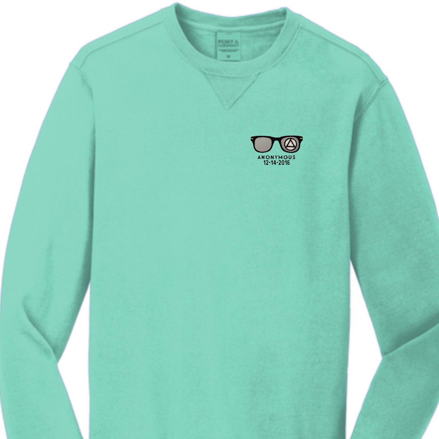 Embroidered Anonymous “Cool Mist” Beach Washed Garment Dyed Sweatshirt With or Without Sobriety Date