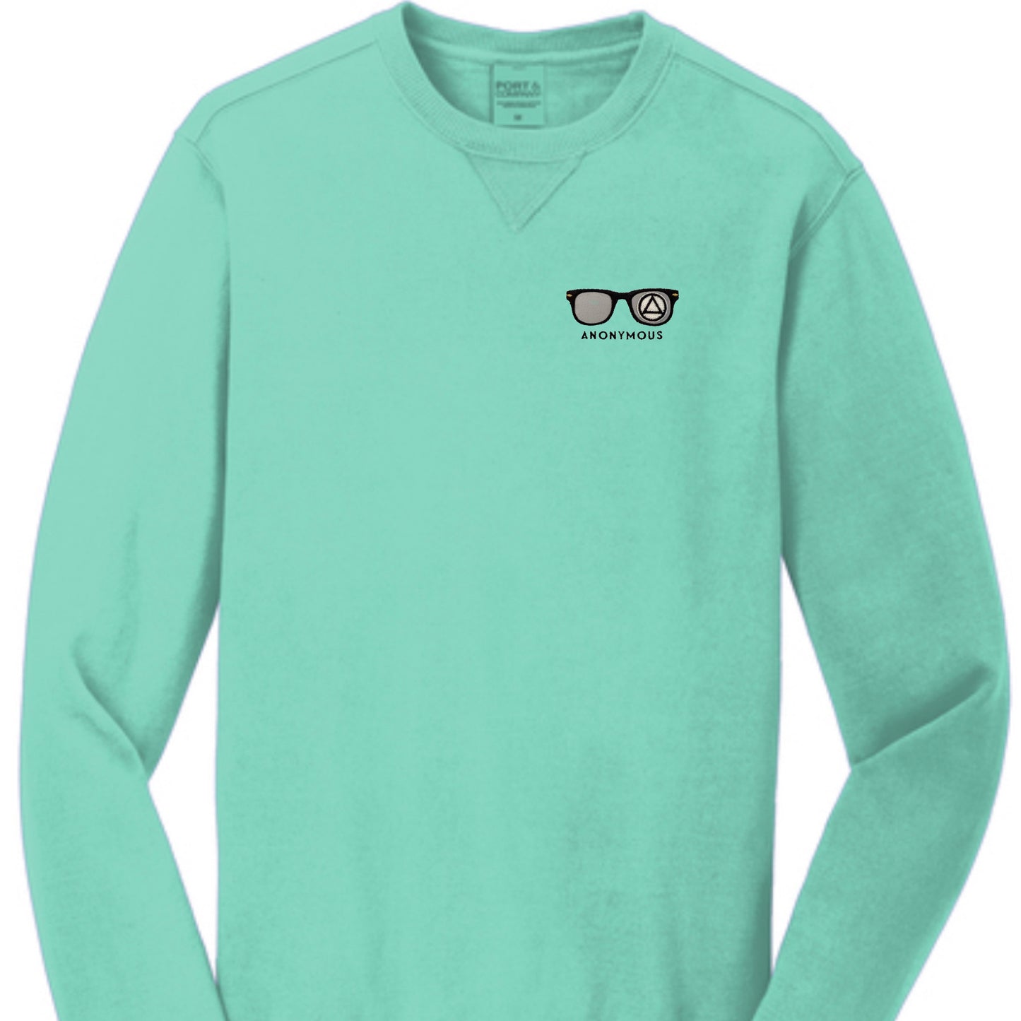 Embroidered Anonymous “Cool Mist” Beach Washed Garment Dyed Sweatshirt With or Without Sobriety Date