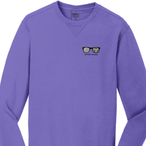 Embroidered Anonymous “Amethyst” Beach Washed Garment Dyed Sweatshirt With Or Without Sobriety Date