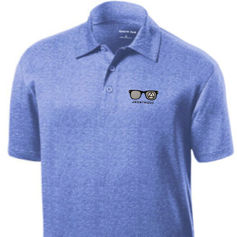 Embroidered Anonymous “Blueberry” Heather Contender Polo With Or Without Sobriety Date