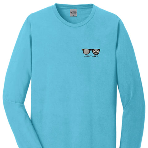 Embroidered Anonymous “Tidal Wave”  Beach Washed Garment Dyed Long Sleeve T With Or Without Sobriety Date