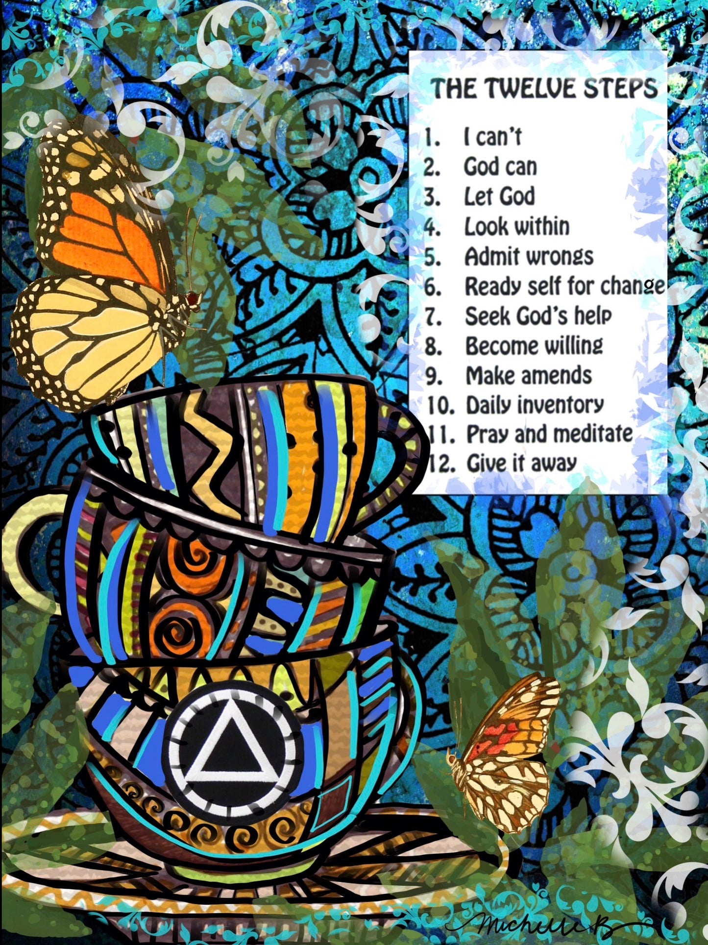 The 12 Steps - Greeting Card and Bookmark