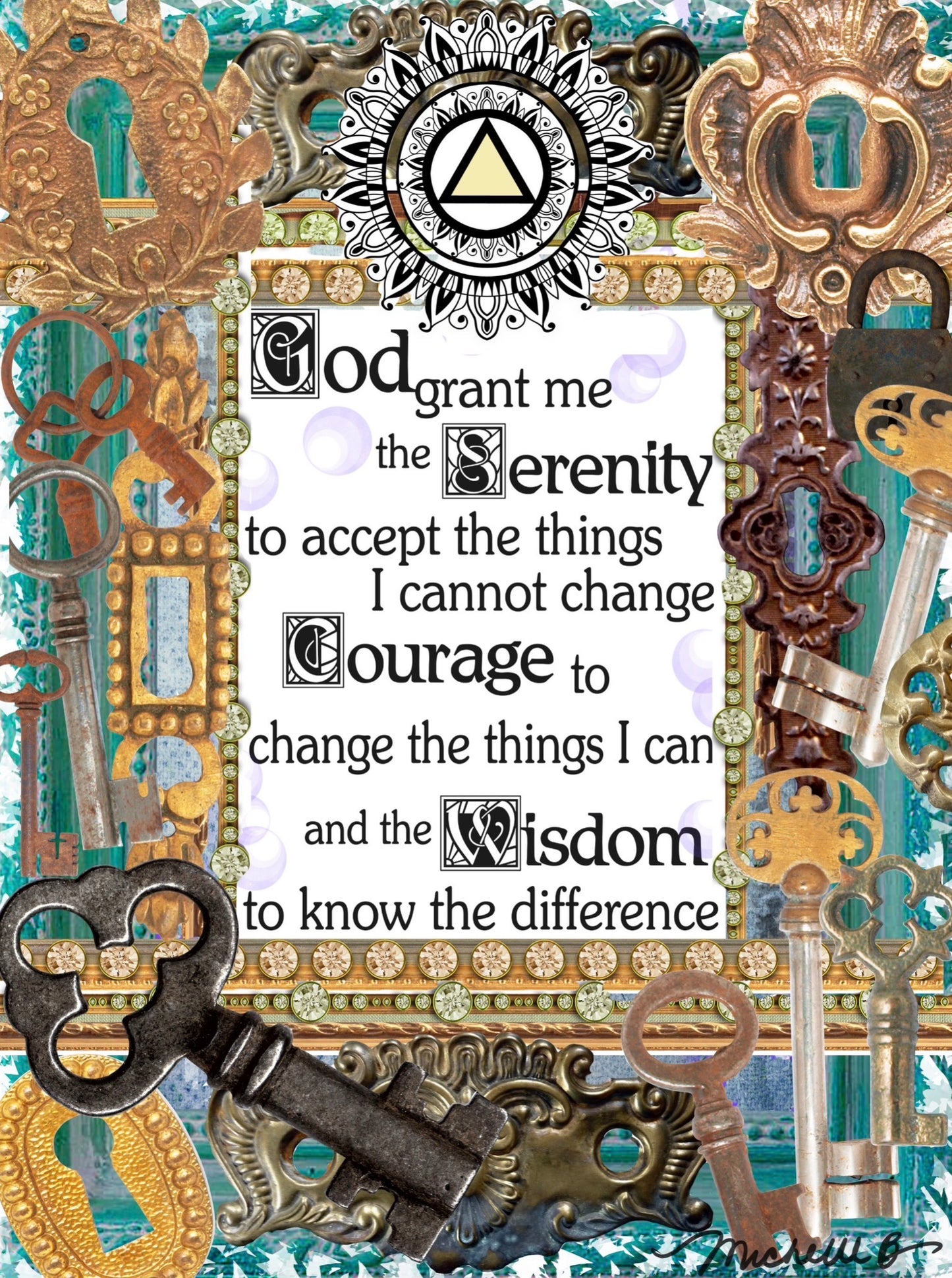 Serenity Prayer the Key - Greeting Card and Bookmark