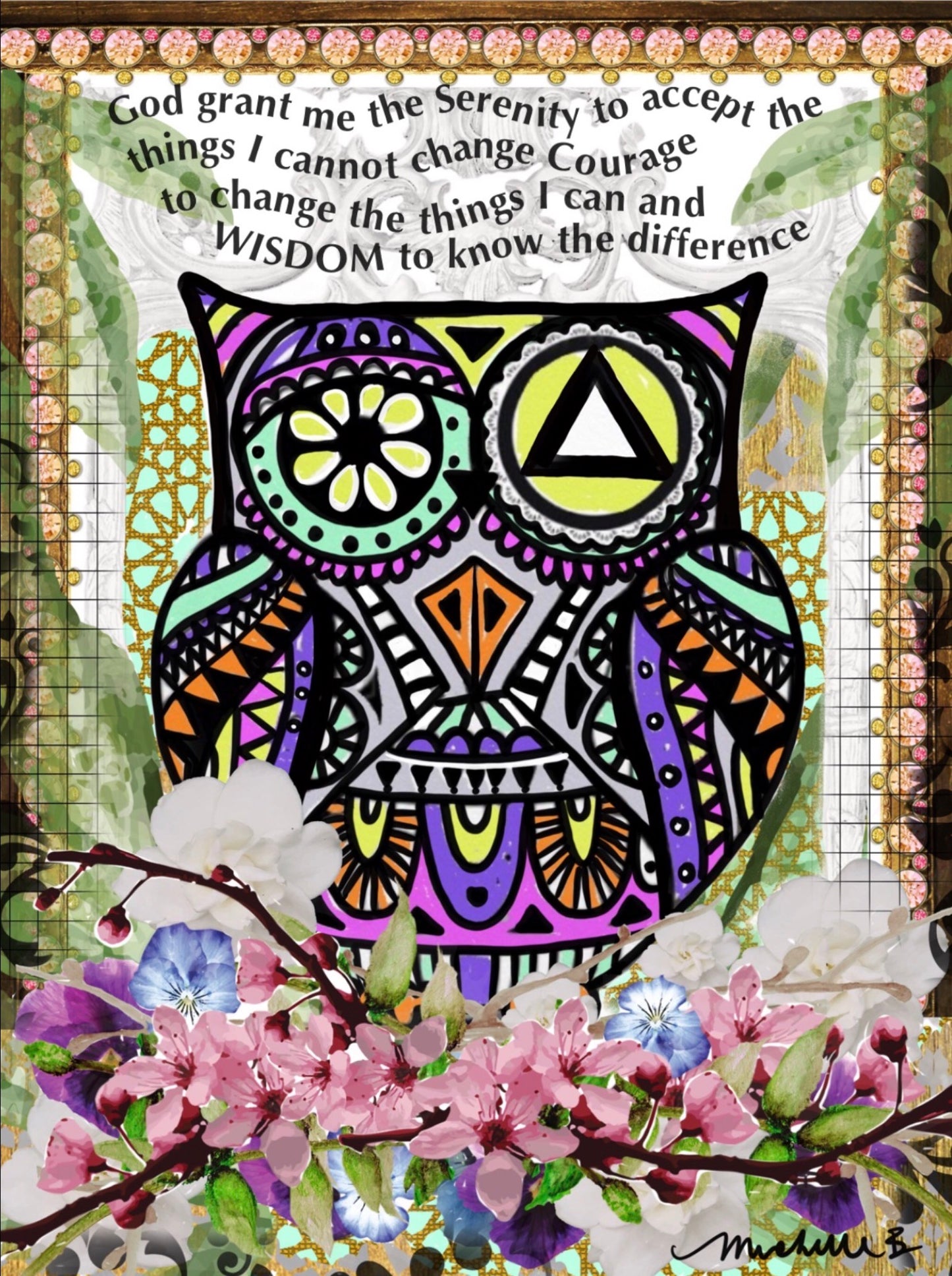 Owl Wisdom Serenity Prayer - Greeting Card and Bookmark
