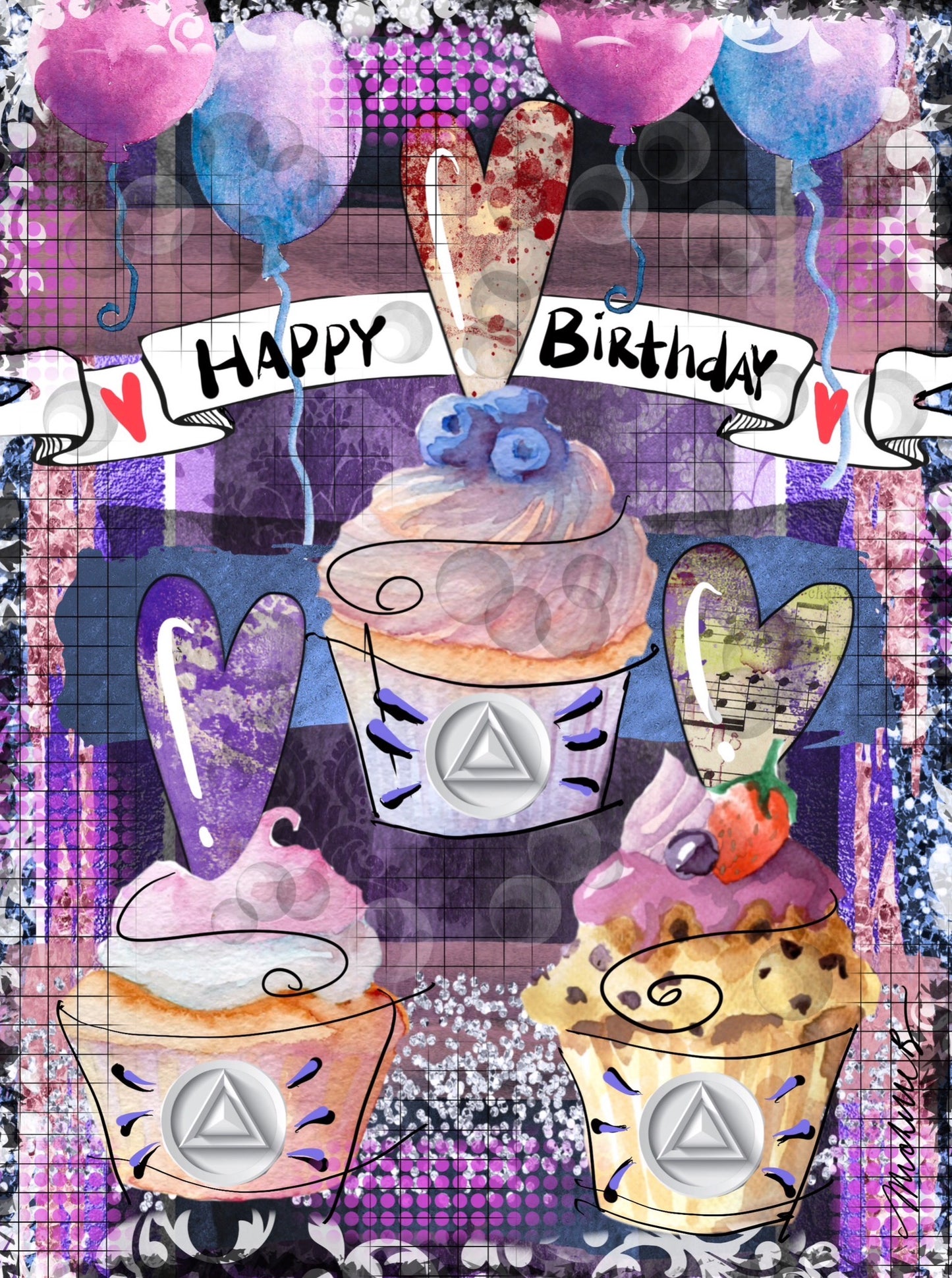 Happy Birthday Cupcakes Greeting Card