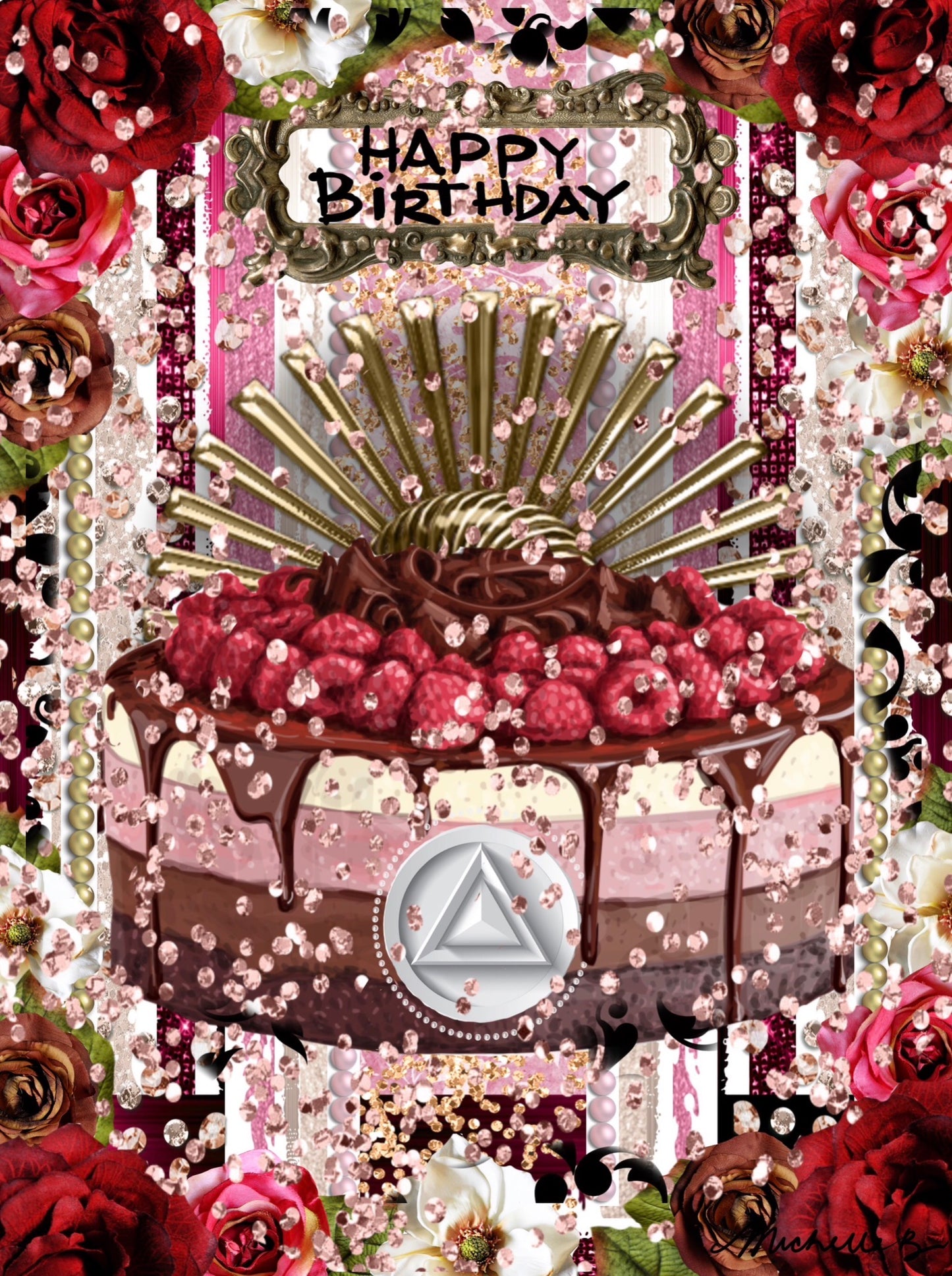 Happy Birthday Gold Fan Greeting Card