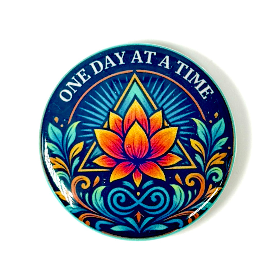Personalized One Day At A Time Lotus Medallion