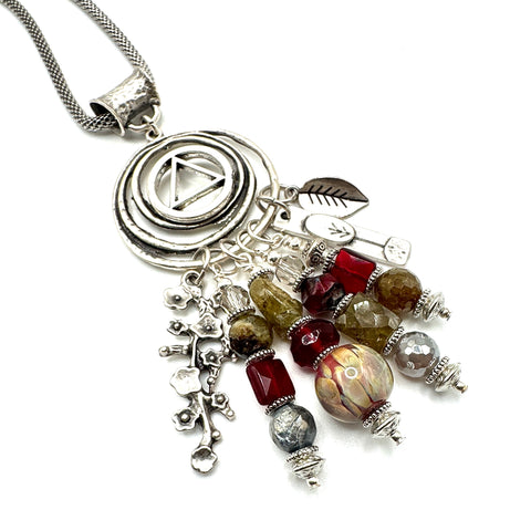 Blown Glass Garnet Necklace