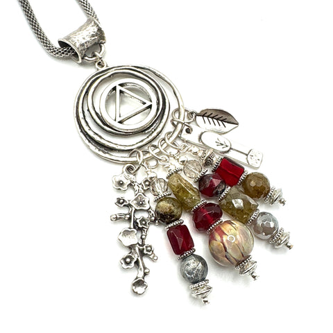 Blown Glass Garnet Necklace