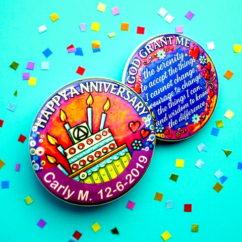 Personalized Happy Anniversary Stacked Cake Medallion