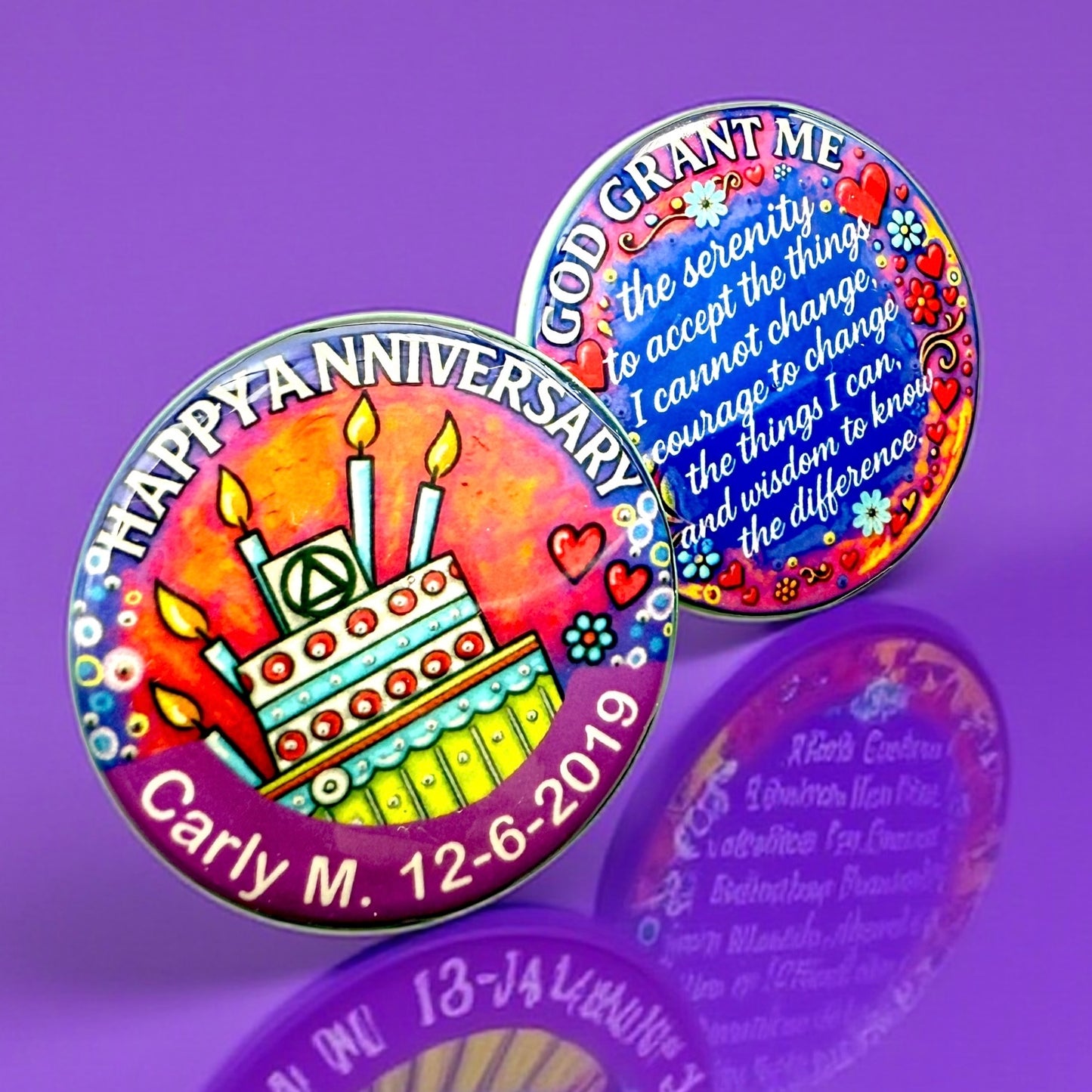 Personalized Happy Anniversary Stacked Cake Medallion