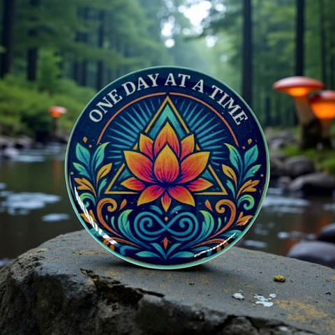 Personalized One Day At A Time Lotus Medallion