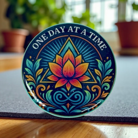 Personalized One Day At A Time Lotus Medallion