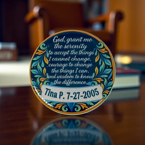Personalized One Day At A Time Lotus Medallion