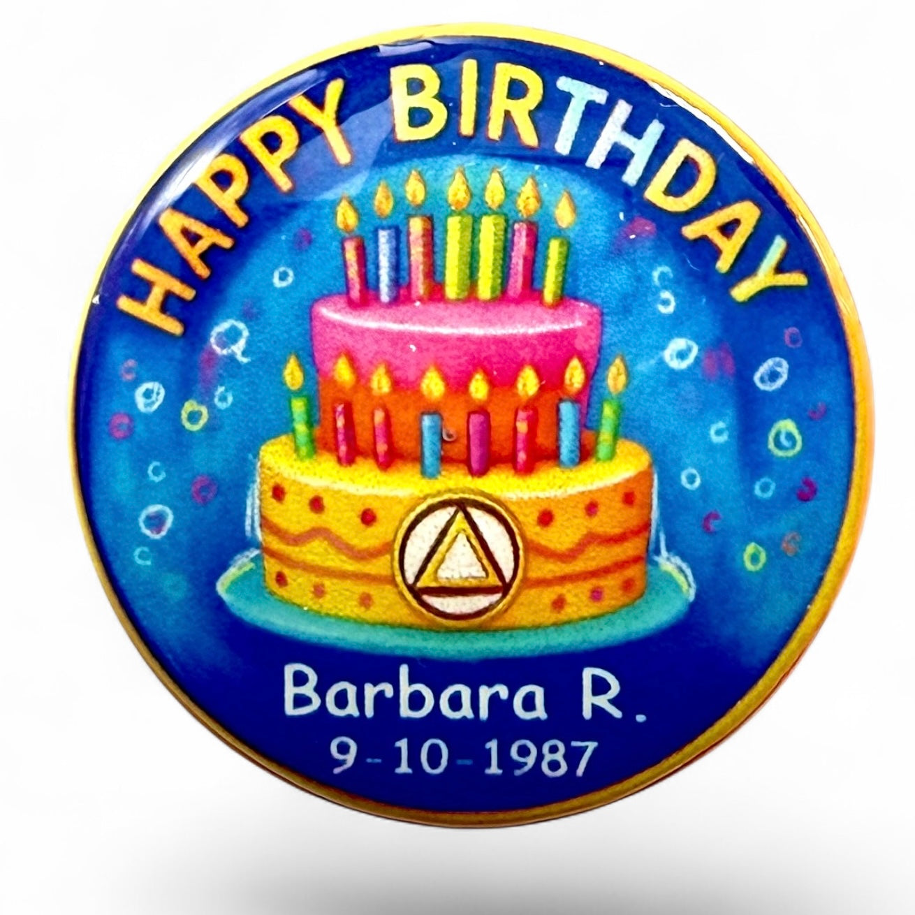 Personalized Happy Birthday Candle Tray Cake Medallion