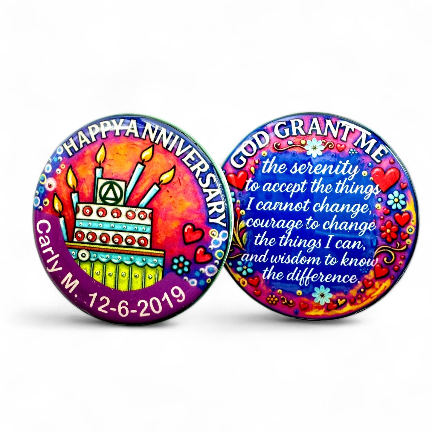 Personalized Happy Anniversary Stacked Cake Medallion