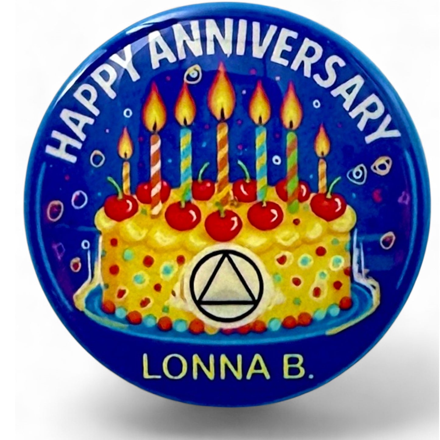 Personalized Happy Anniversary Cherry Cake Medallion