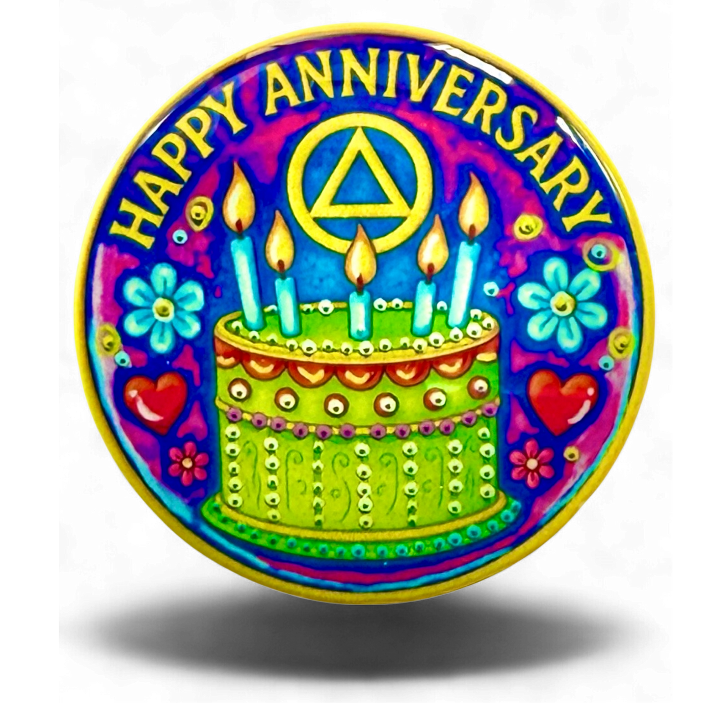 Personalized Happy Anniversary Lime Cake Medallion