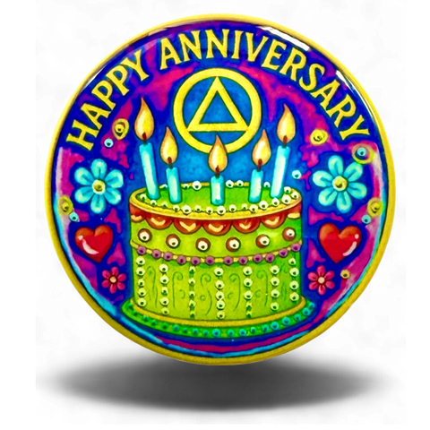 Personalized Happy Anniversary Lime Cake Medallion