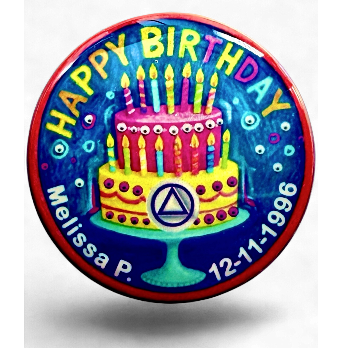 Personalized Happy Birthday Candles Cake Medallion