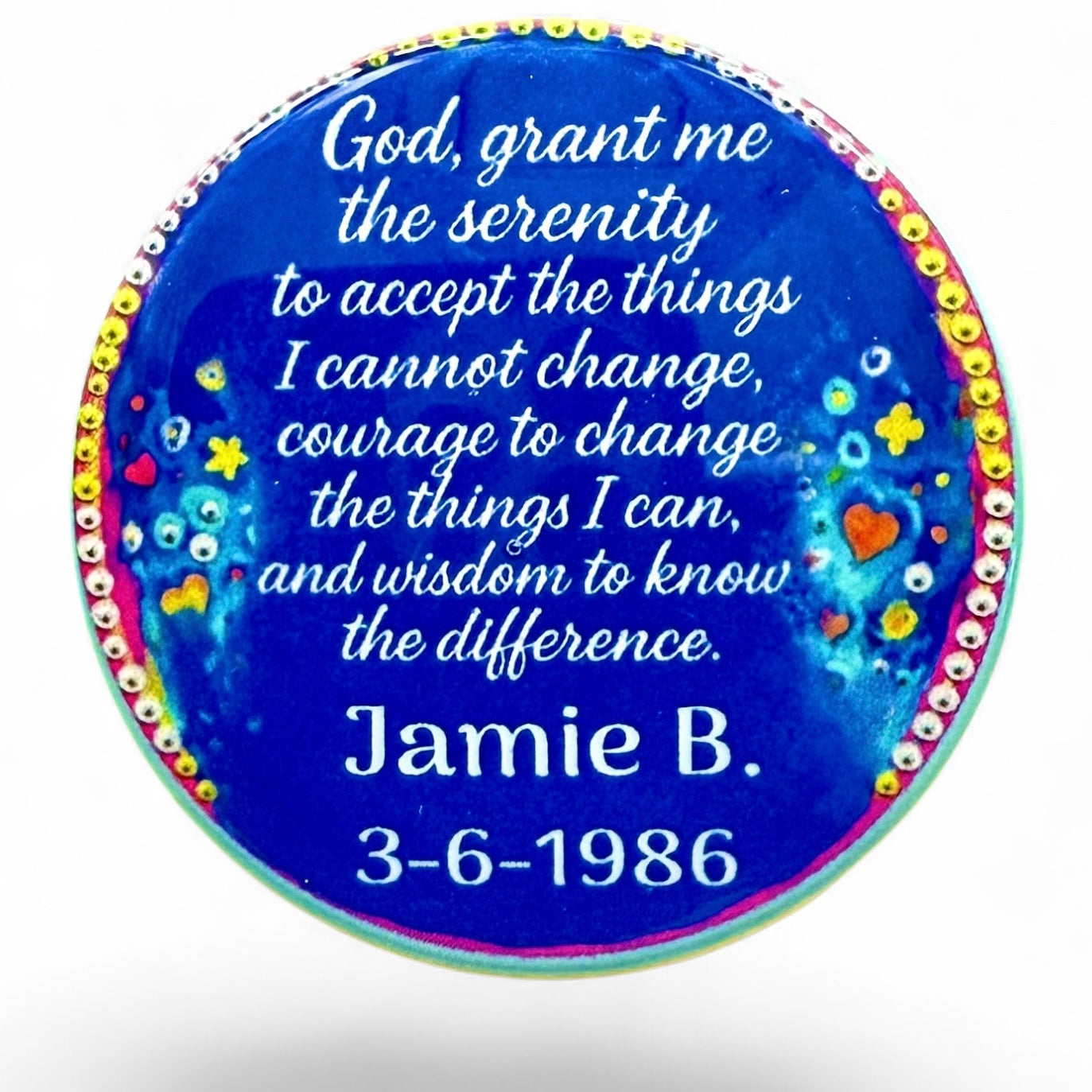 Personalized Happy Anniversary Flower Cake Medallion