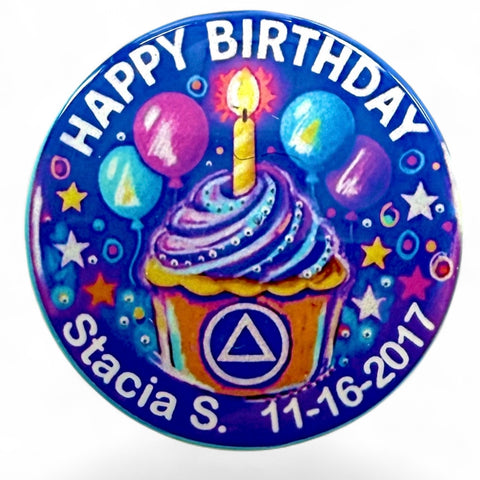 Personalized Happy Birthday Cupcake Medallion