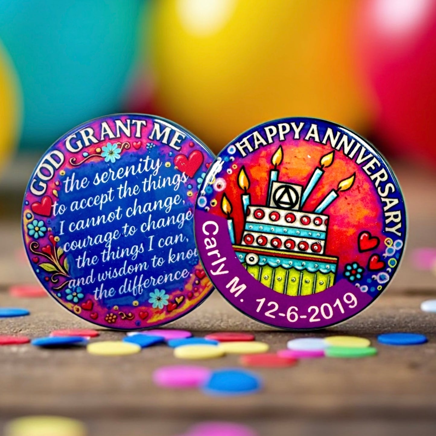 Personalized Happy Anniversary Stacked Cake Medallion