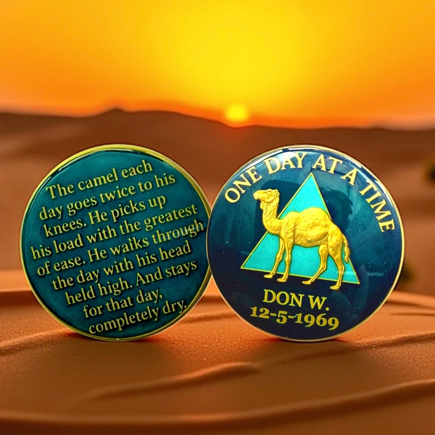 Personalized One Day At A Time Camel Medallion