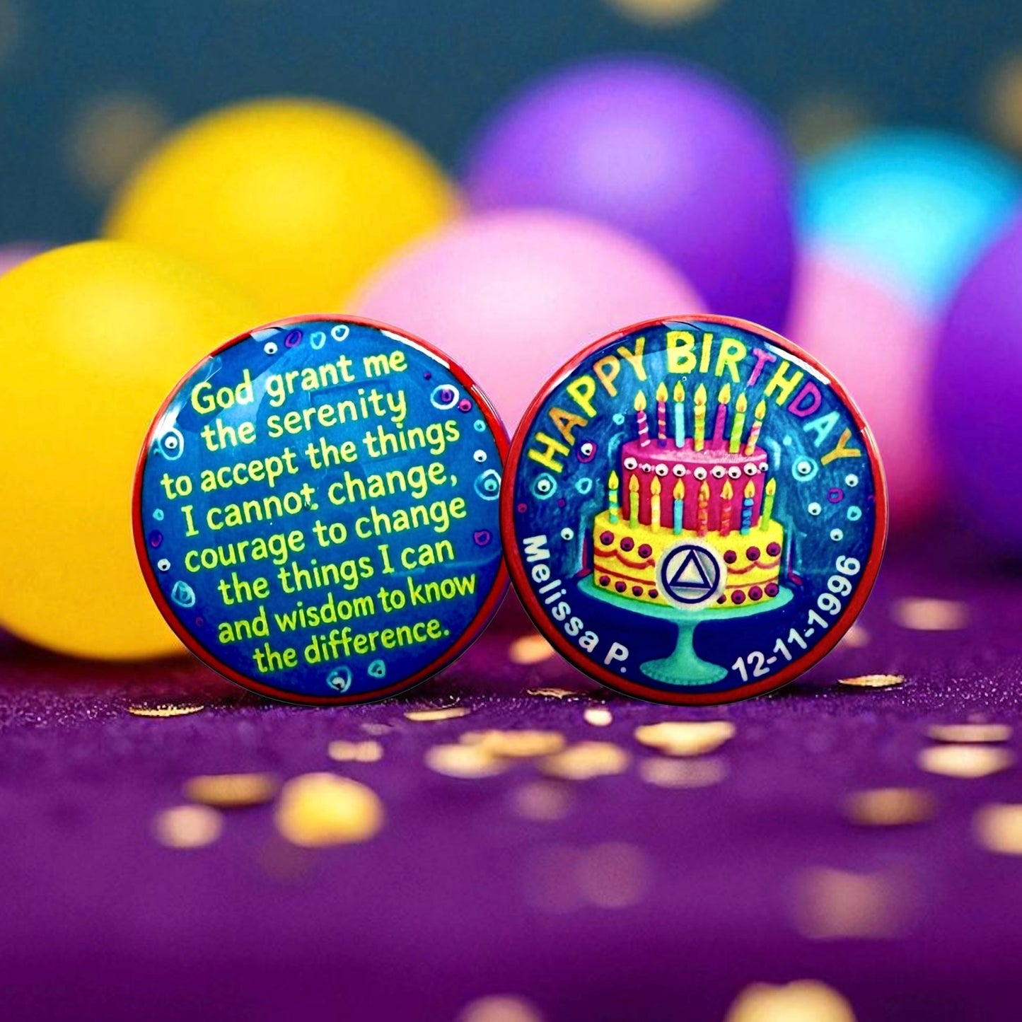 Personalized Happy Birthday Candles Cake Medallion