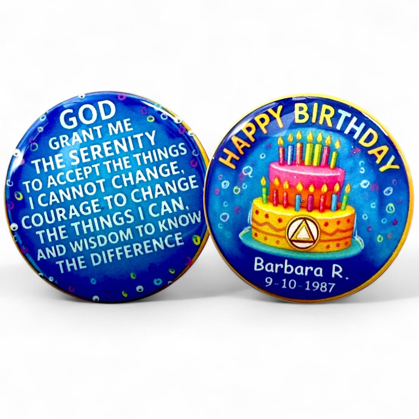 Personalized Happy Birthday Candle Tray Cake Medallion
