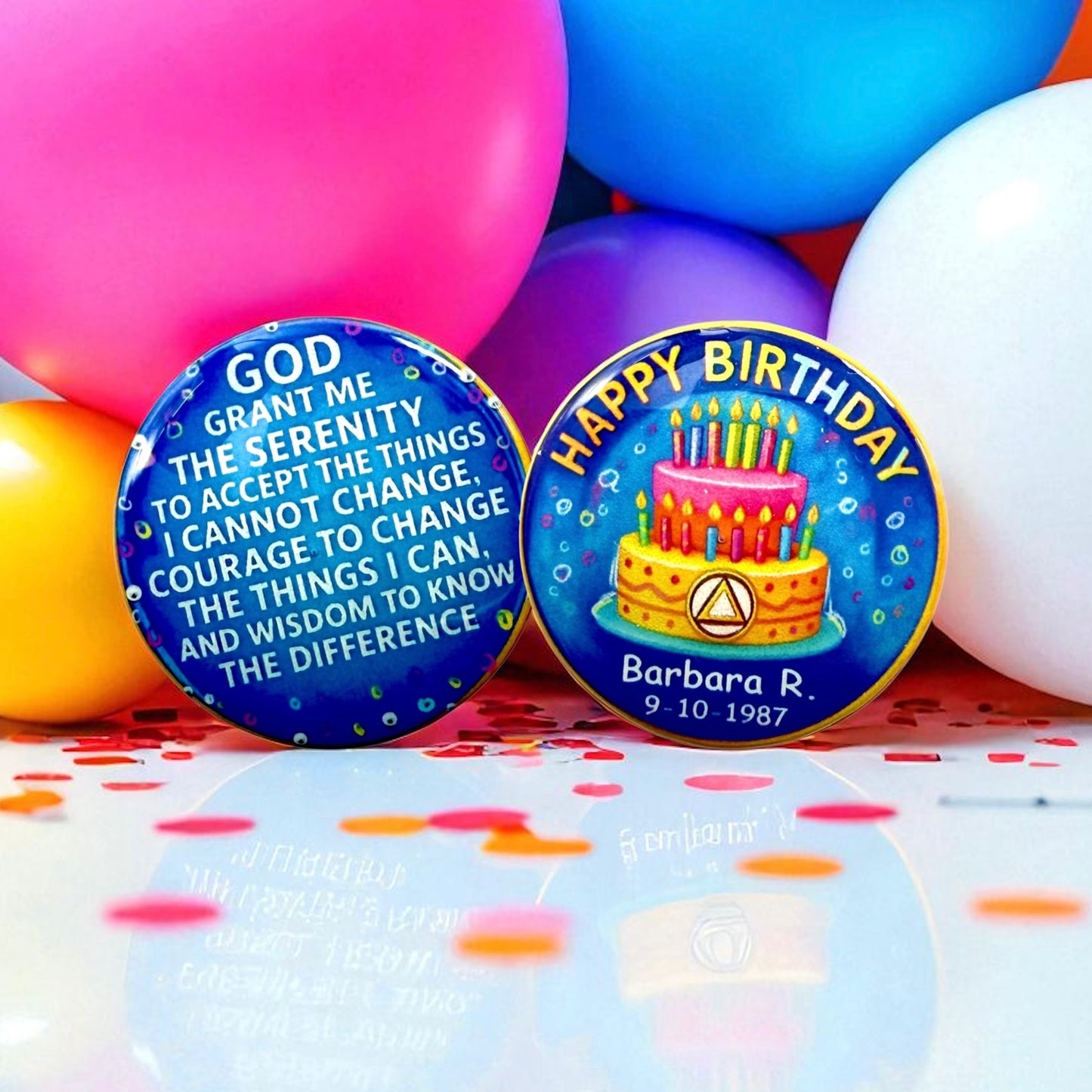 Personalized Happy Birthday Candle Tray Cake Medallion