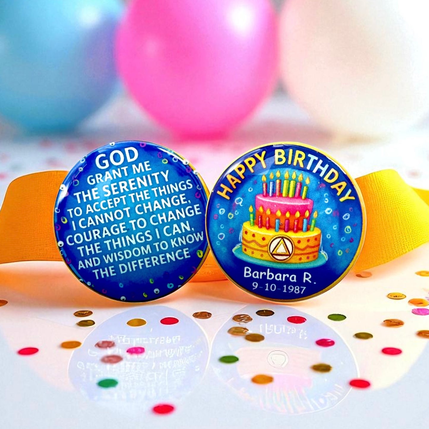 Personalized Happy Birthday Candle Tray Cake Medallion