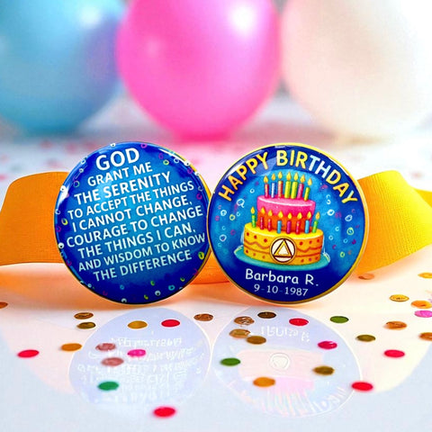 Personalized Happy Birthday Candle Tray Cake Medallion